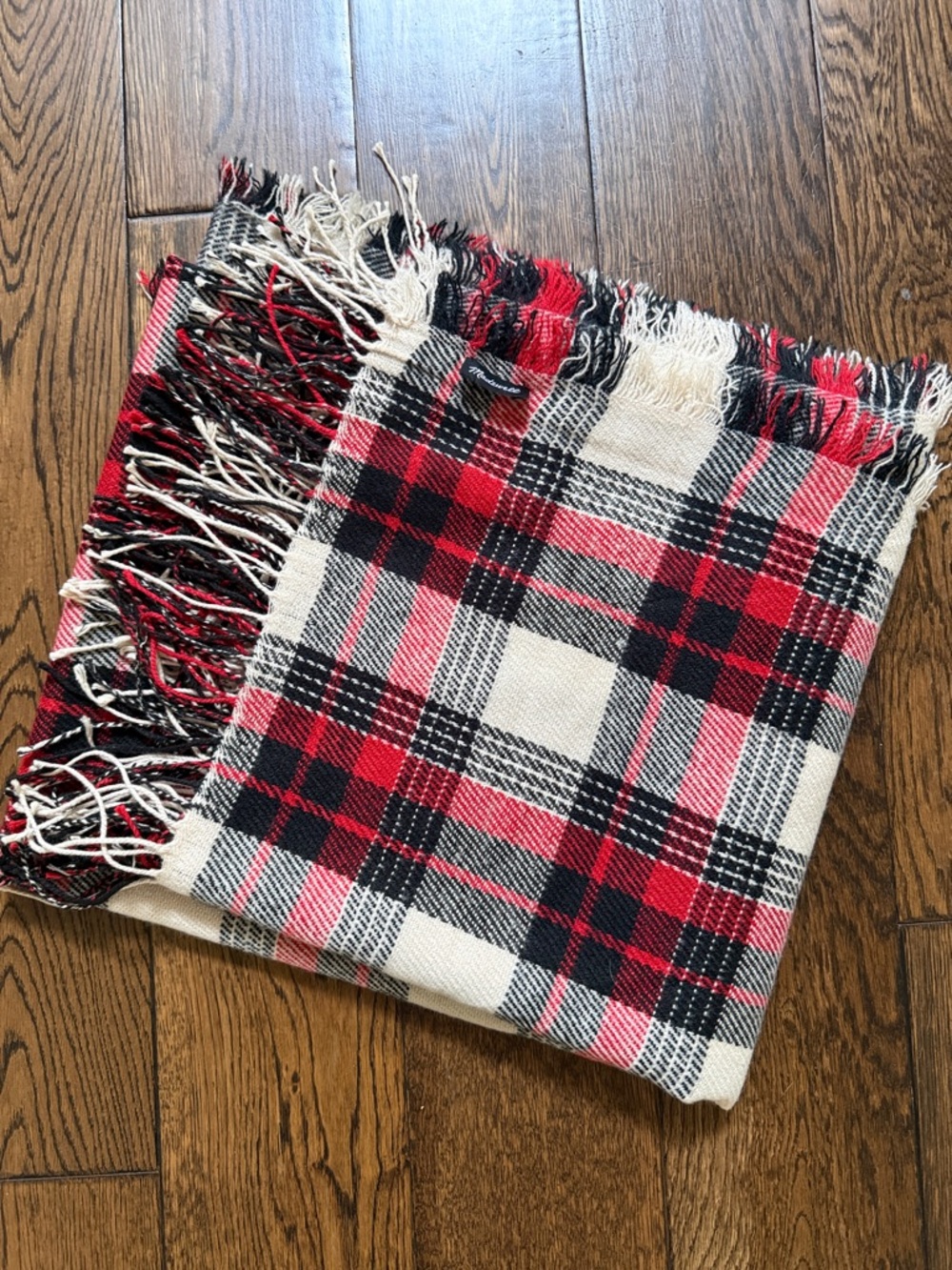 NWOT MADEWELL Blanket Scarf Red Black Plaid